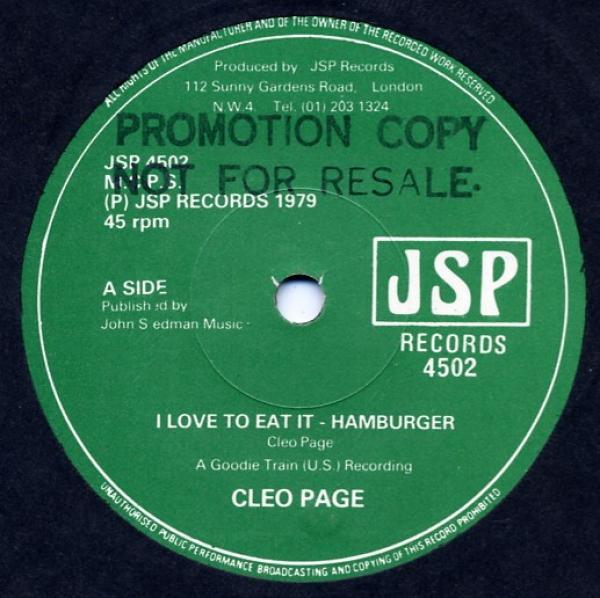 Cleo Page - I Love To Eat It - Hamburger