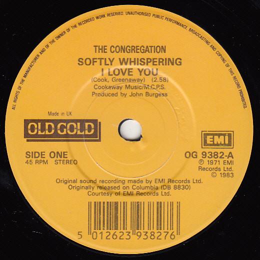 Congregation , David & Jonathan - Softly Whispering I Love You / Lovers Of The World Unite